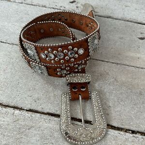 Y2k Vintage Montana West Blinged Out Cross Western Belt